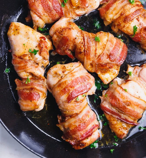 Chicken - Thighs - Bacon Wrapped - Stuffed